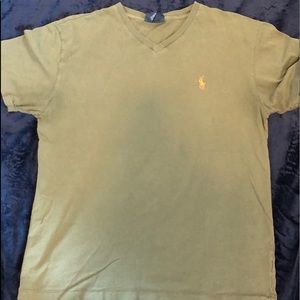 Olive Green V-Neck Polo Tee Shirt